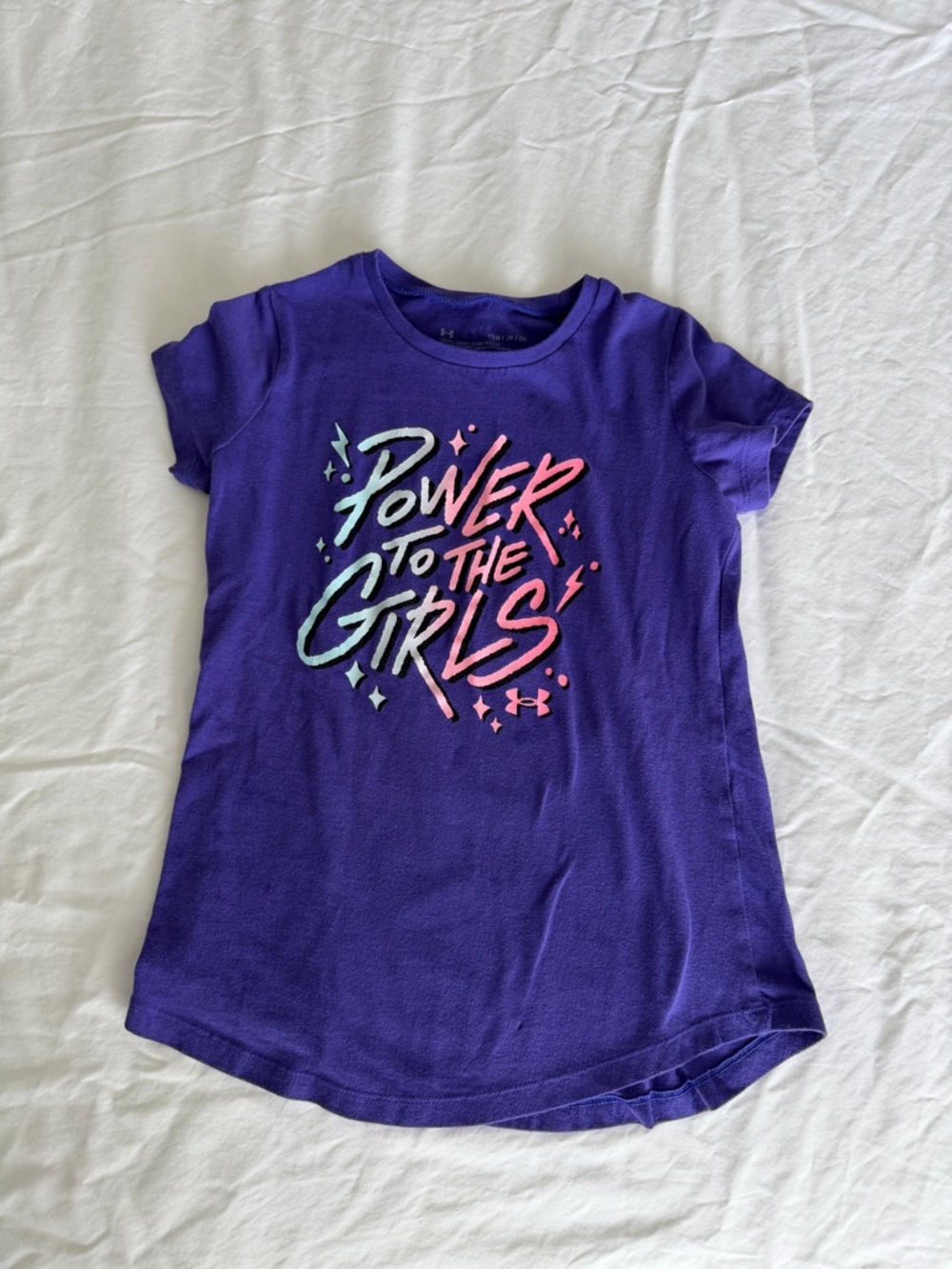 Under Armour Girls Purple Graphic 'Power to the Girls' Tee